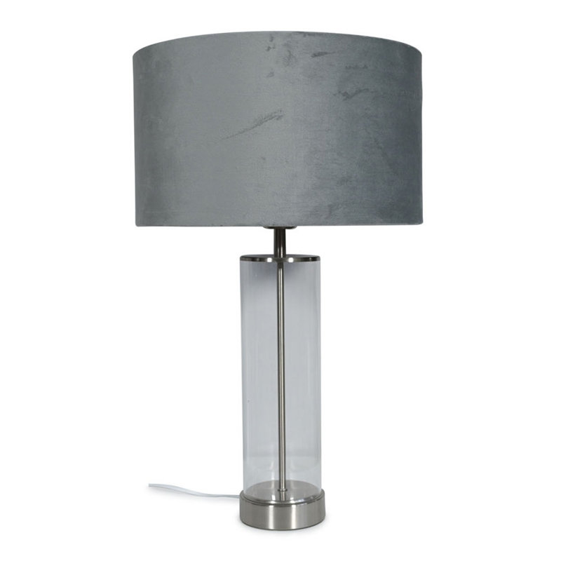 Simonetta Glass Table Lamp, Silver, No, Grey