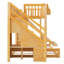 Lit simple superposé au dessus d'un lit double avec escalier de rangement, glissade, tablette et garde-robe, naturel et espresso-1289062557