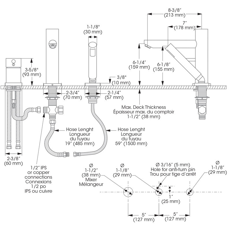 Delphi 2 Handle Deck Roman Tub Faucet