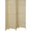 Paravent pliable tissé à la main à 4 panneaux avec dessus arqué, polypropylène et bois de pin, beige, pour un usage professionnel