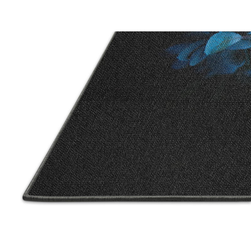 Tapis noir fleurs avec fond 56, Rectangle 4 pi x 6 pi