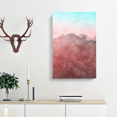 Pink Sunlit Mountains - Wrapped Canvas