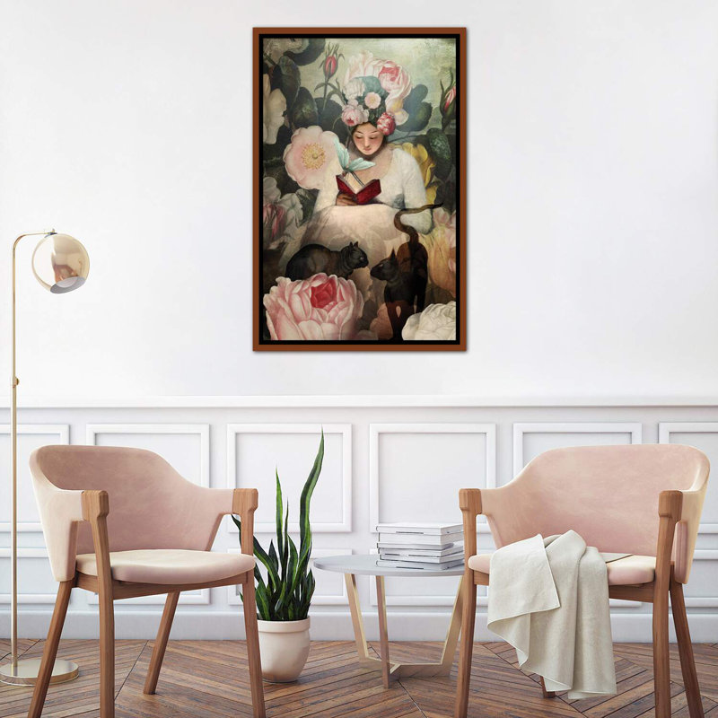 «The Reading» par Catrin Welz-Stein, impression, H 40 po x l 26 po x P 1,5 po, Toile avec cadre en bois classique