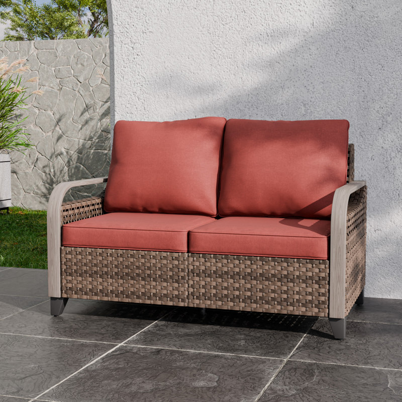 54.1'' Wide Straight Metal Loveseat with Cushions, Red