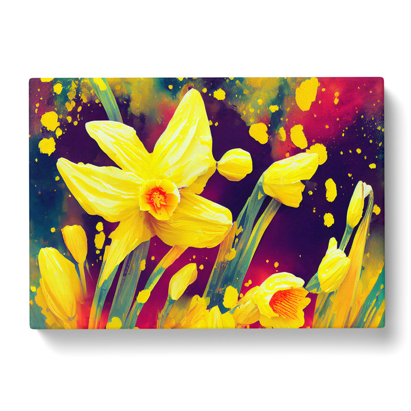 Daffodil Flower Splash Vol.2 - Wrapped Canvas, 35cm H x 50cm W x 3cm D