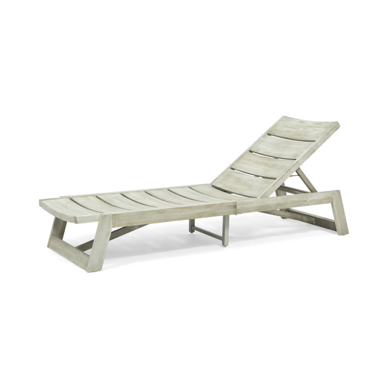 Chaise longue 2 en bois Davonte avec nuance grise et fonctionnalité de base réglable en métal