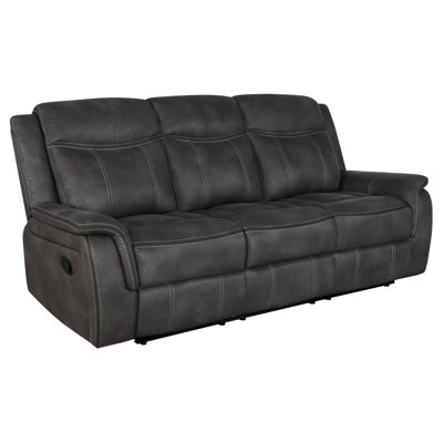 Charcoal Upholstered Padded Arm Reclining Sofa