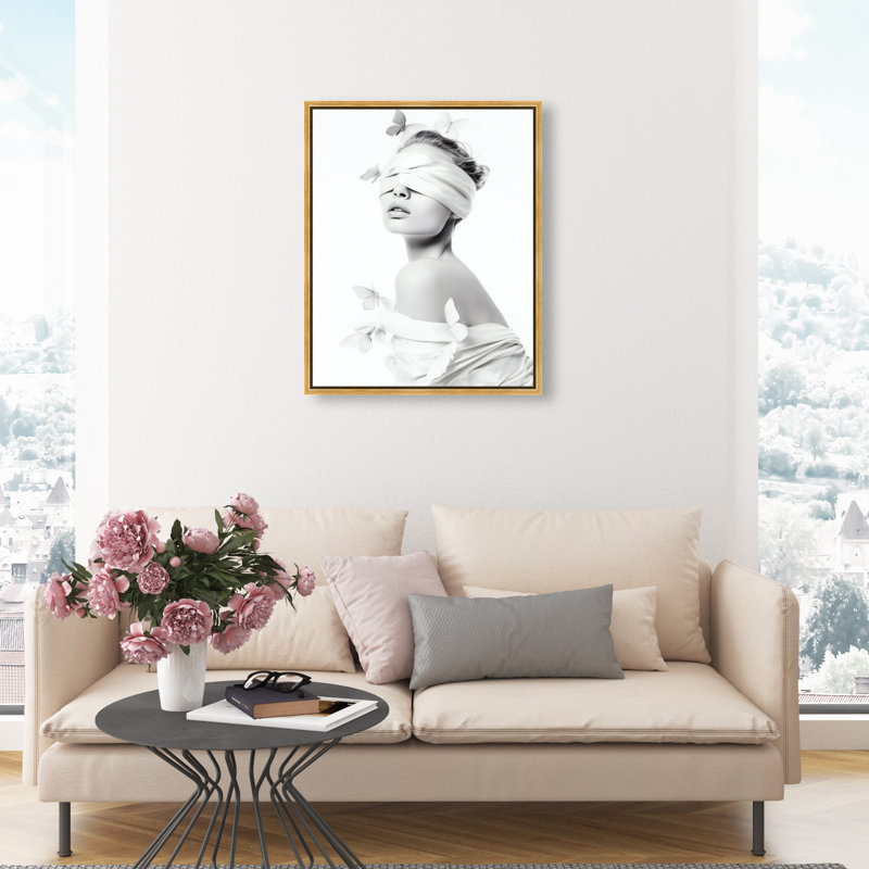 Fluttered Insight Animals & Insects Canvas Print by Oliver Gal, Black Frame, 16 x 20, 21"H x 25"W, Gold Floater Frame