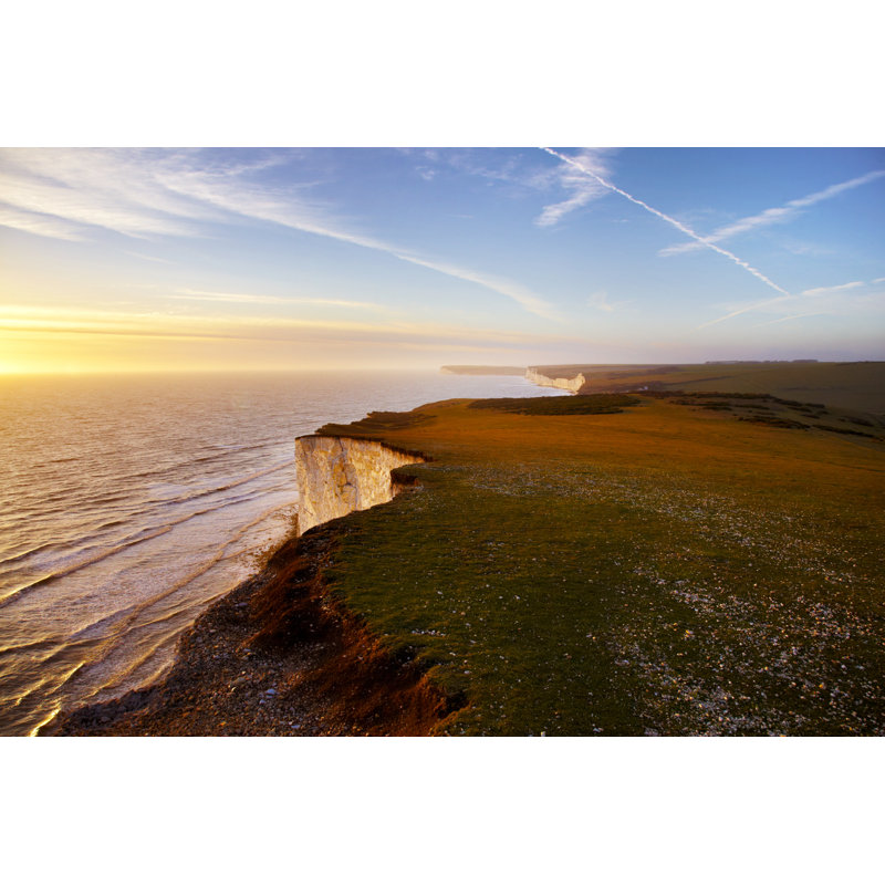 Sussex Coastline At Sunset by Vintagerobot - Wrapped Canvas Print, 51cm H x 76cm W