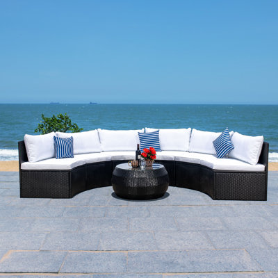 Cabble Wicker 6 - Person Patio Conversation Sets with Cushions