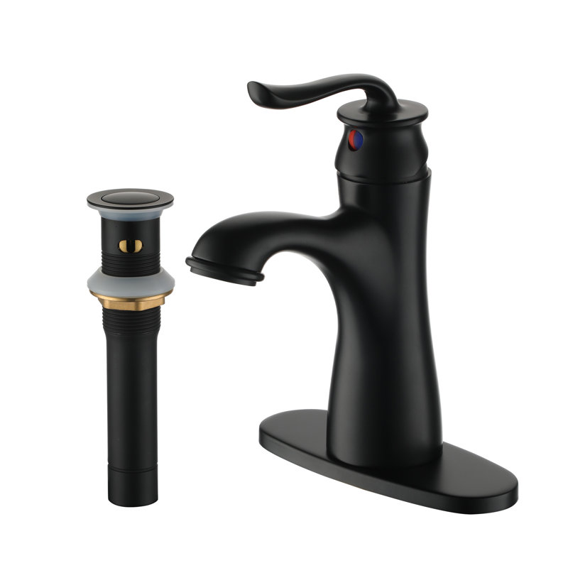 Single-Hole Single-handle Bathroom Faucet with Drain Assembly, Matte Black