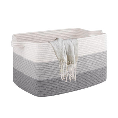 Grand panier de rangement en corde de coton tissé avec poignées pour organiser les jouets