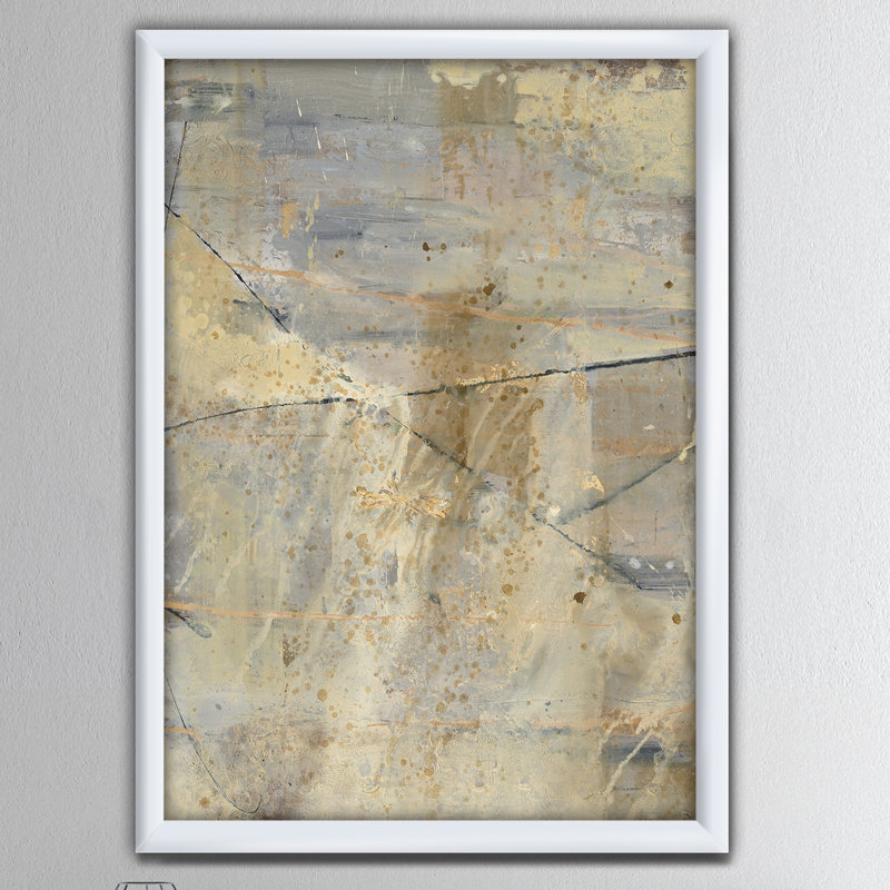 «Geometric Cream Block I», reproduction sur toile encadrée, H 40 po x l 30 po x P 1,5 po, Cadre blanc