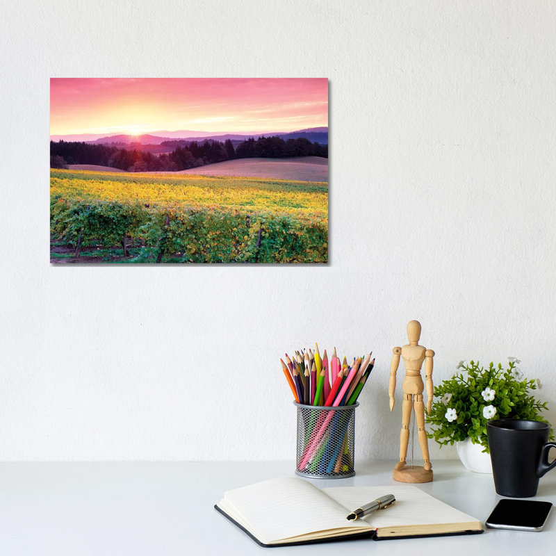 Vineyard Sunrise 1 Piece Wrapped Canvas Wall Art, 20.32cm H x 30.48cm W
