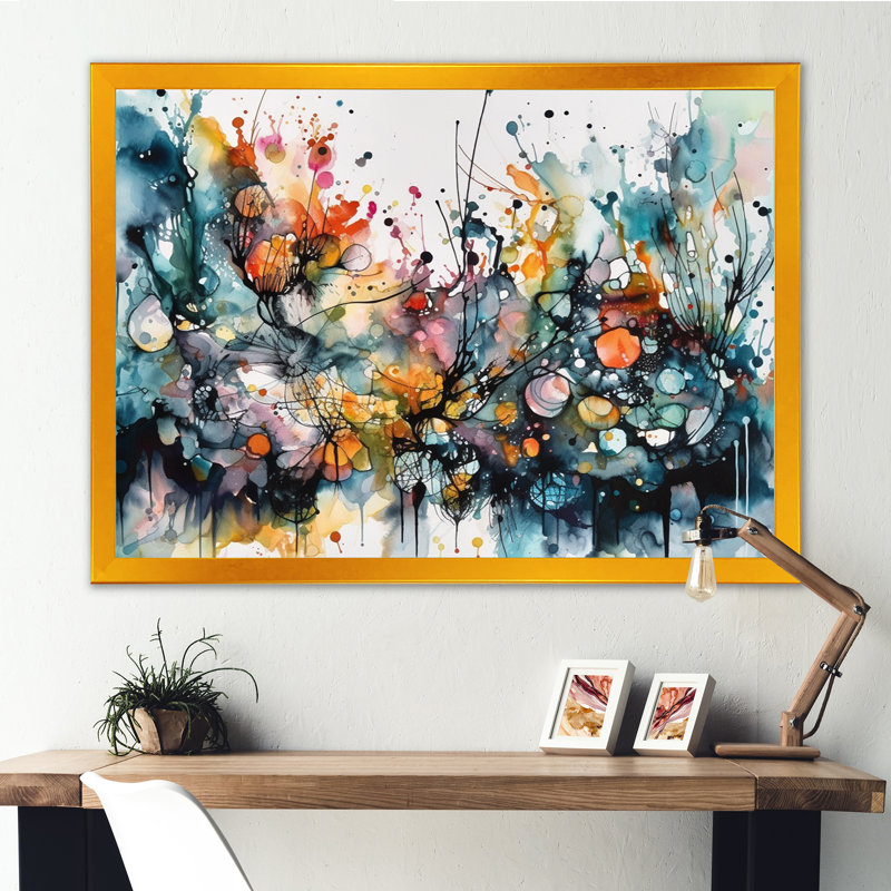 «Boho Dance II» captivant - art mural abstrait pour le salon, Cadre photo unique, H 30 po x l 40 po, Gold
