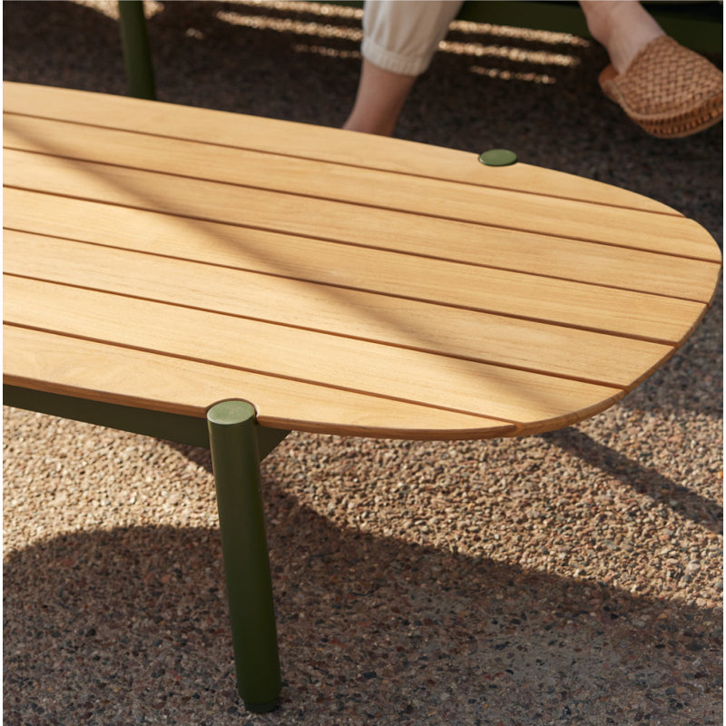 Terra Outdoor Oval Teak Coffee Table, Putty