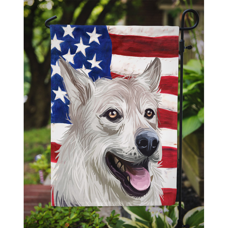 Polyester à 2 côtés 15 x 11 po drapeau de jardin, Laïka de Sibérie occidentale