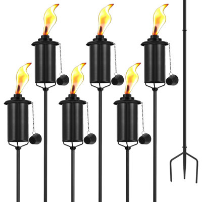 Paquet de 6 torches de jardin en forme de citronnelle 16 oz avec 3 piquets pour l'extérieur
