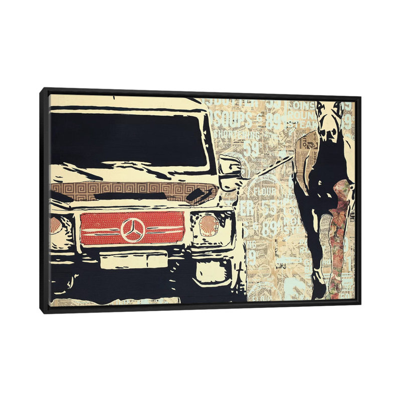 « off to the courses », impression sur toile tendue, H 32 po x l 48 po x P 1,5 po, Toile avec cadre noir, Pas de tapis