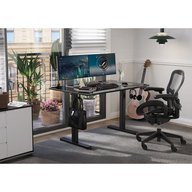 Bureau debout à hauteur ajustable Maysie, Noir, 46.4" H x 55" W x 23.6" D