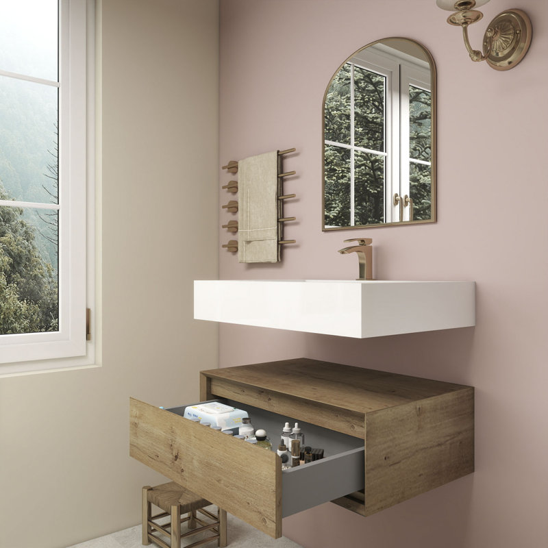 Alysa 30" Wall-Mounted Single Bathroom Vanity Set, Oak