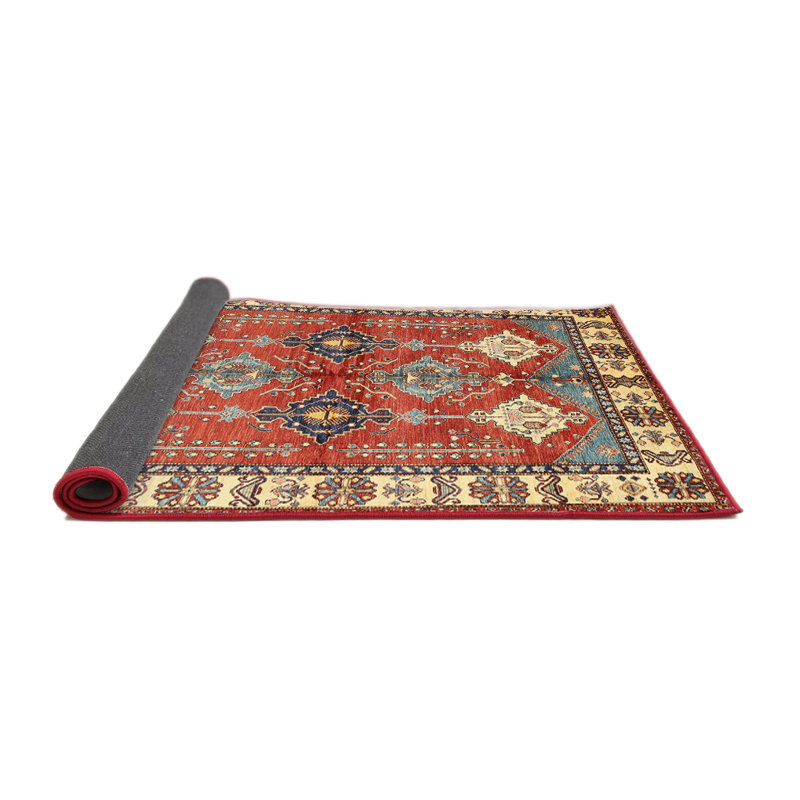 Tapis en laine rouge / beige, Rond 6 pi