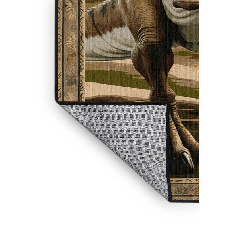 Tapis brun dinosaures lavable à la machine, Carré 6 pi