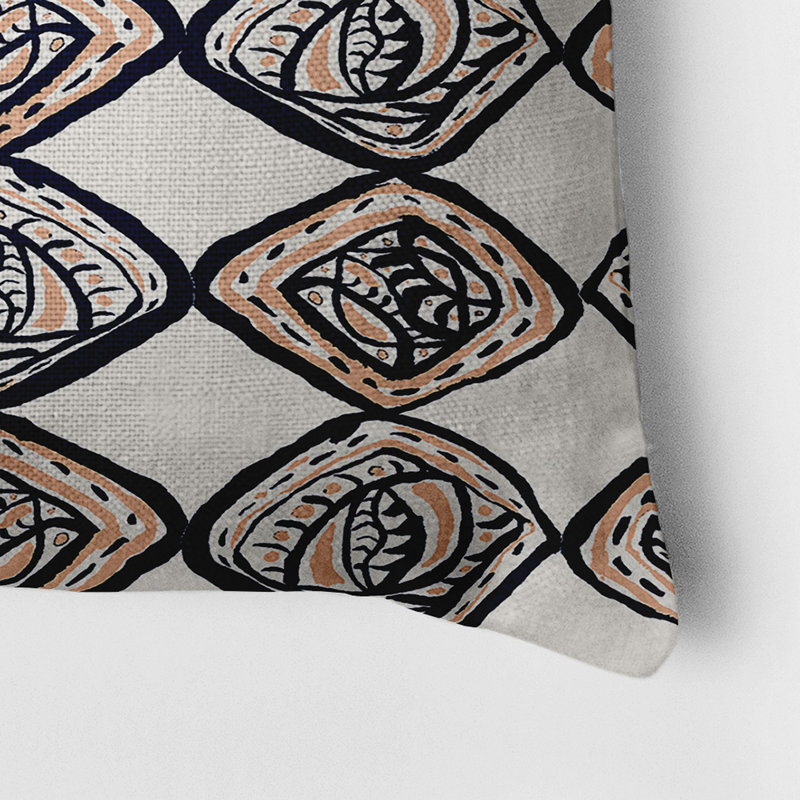 Outdoor Rectangular Pillow Cover & Insert, Navy Blue/Orange, Geometric 1