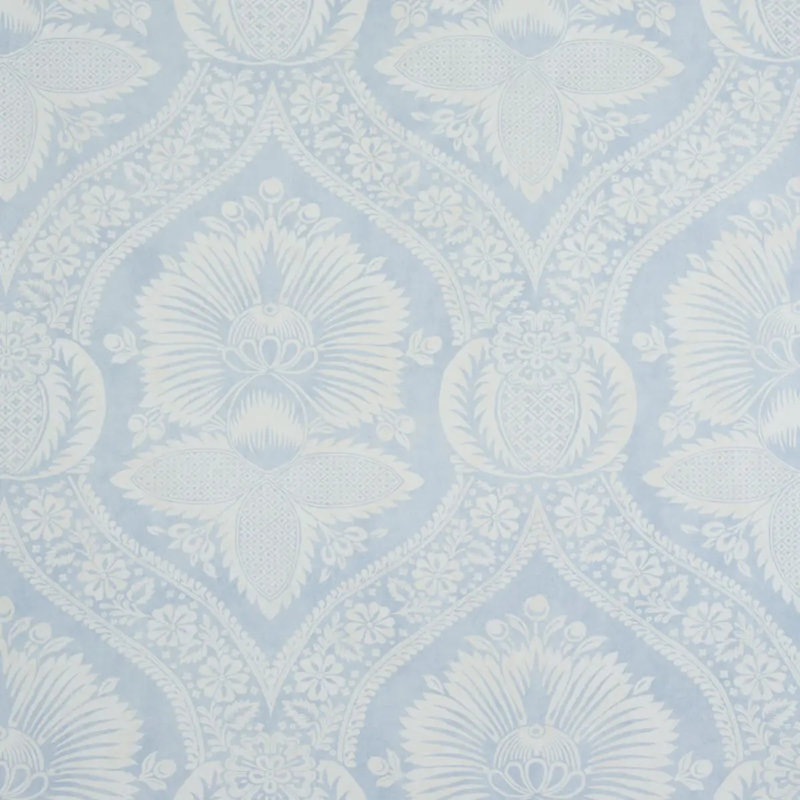 Papier peint damassé Villandry, bleu