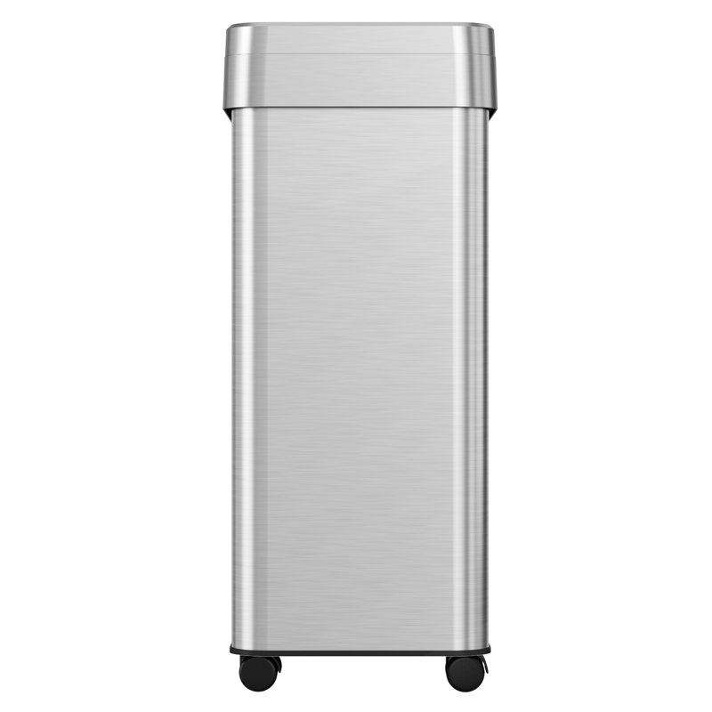 16 Gallon Silver Stainless Steel Wheeled Trash Can with Odor Filters