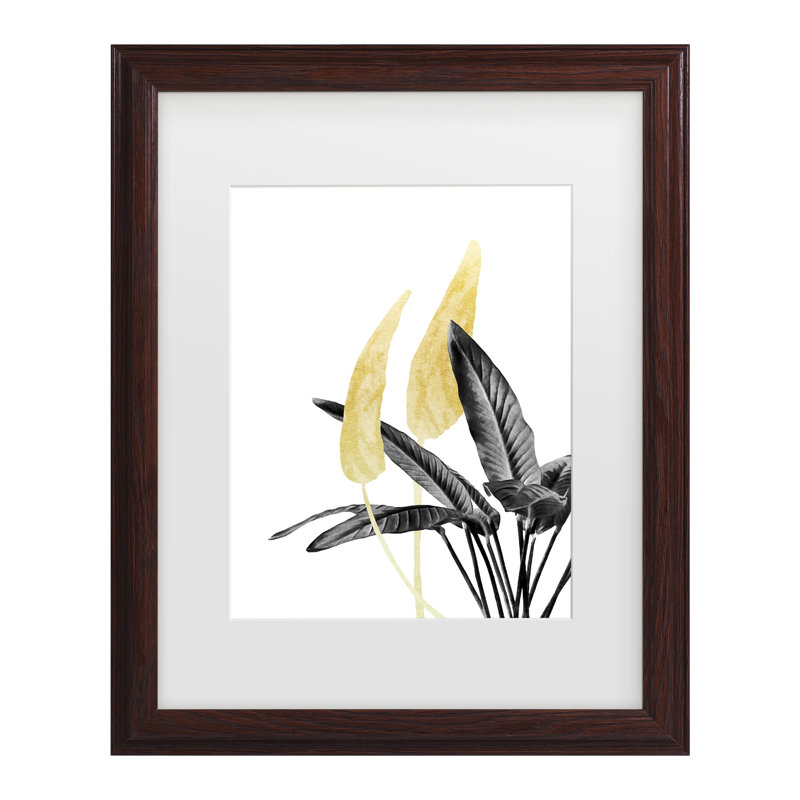 Amini 54, oiseau encadré, plante encadrée, H 16,75 po x l 13,75 po