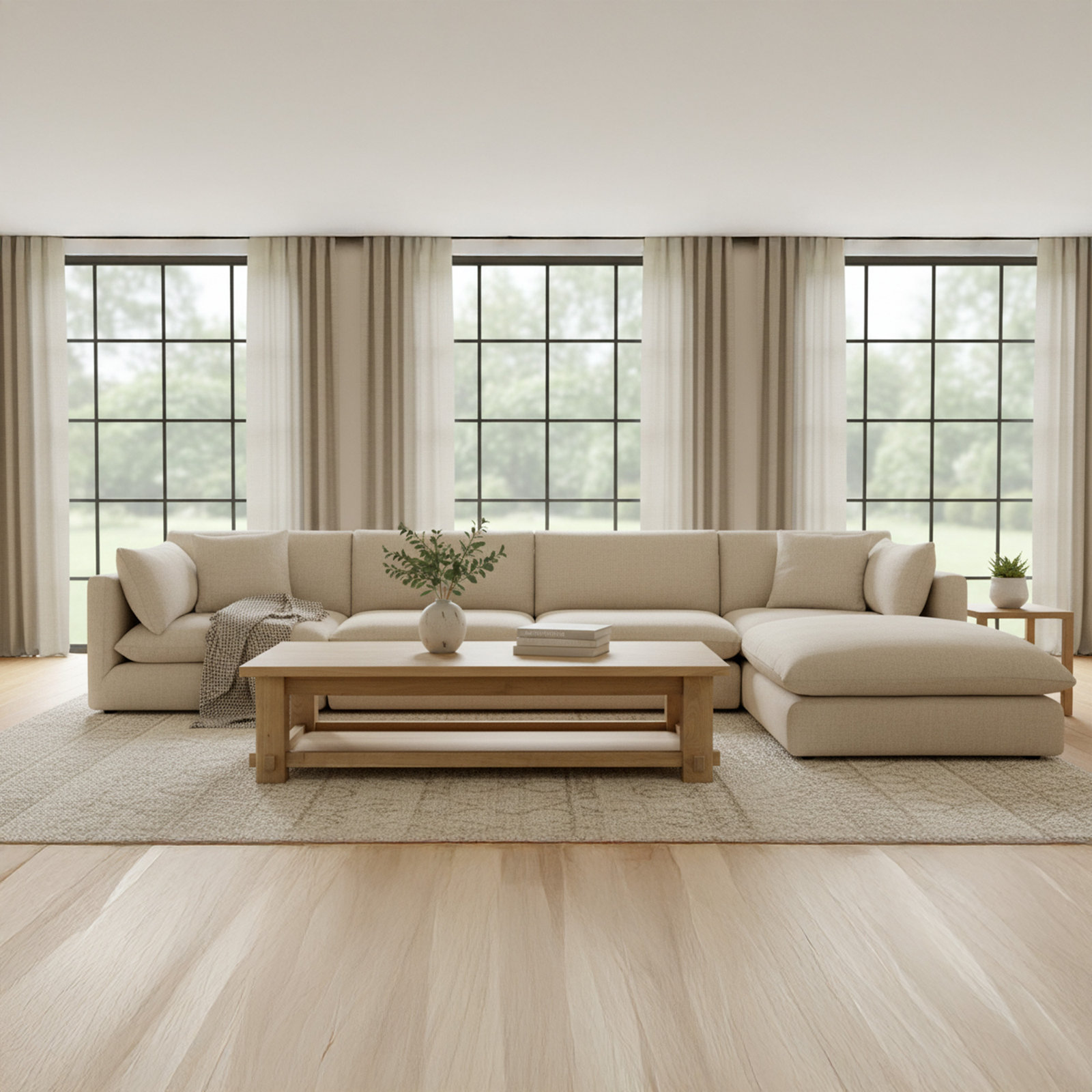 65" Oak Coffee Table