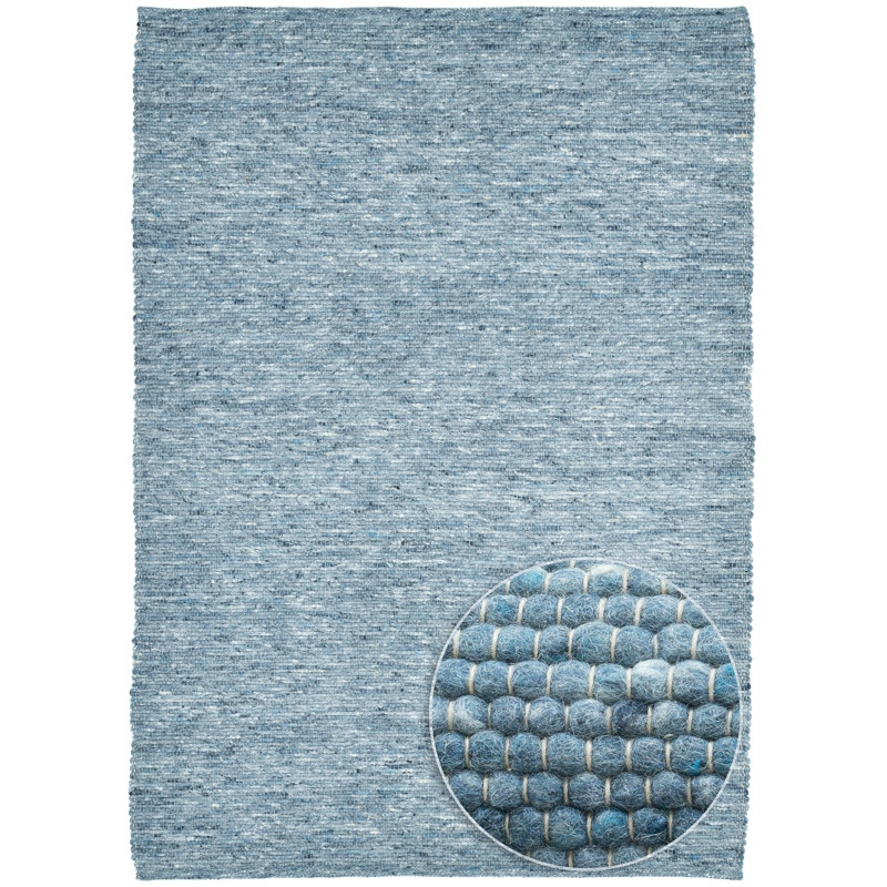 Hand Woven Wool Blue Indoor Rug, Rectangle 190 x 290cm