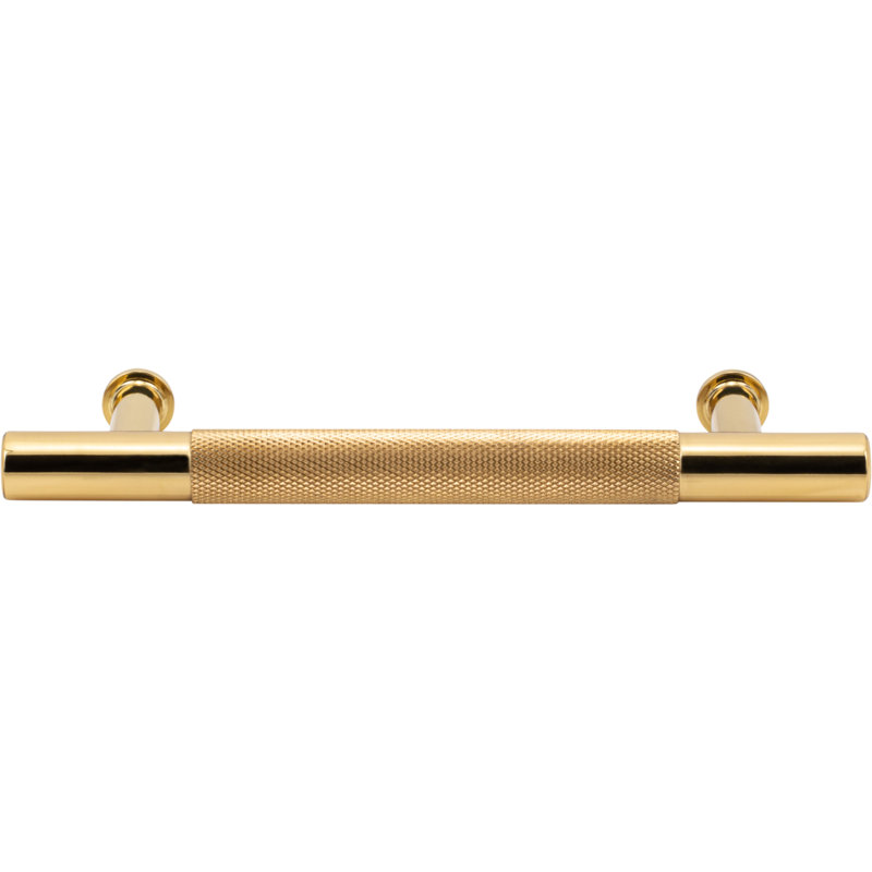 Beliza Knurled Bar Pull, Polished Brass, 3 3/4"