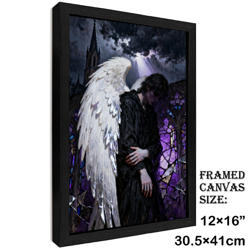 «Black Falled Vintage Fallen Angel Wall Art», impressions de style rétro, H 17 po x l 13 po