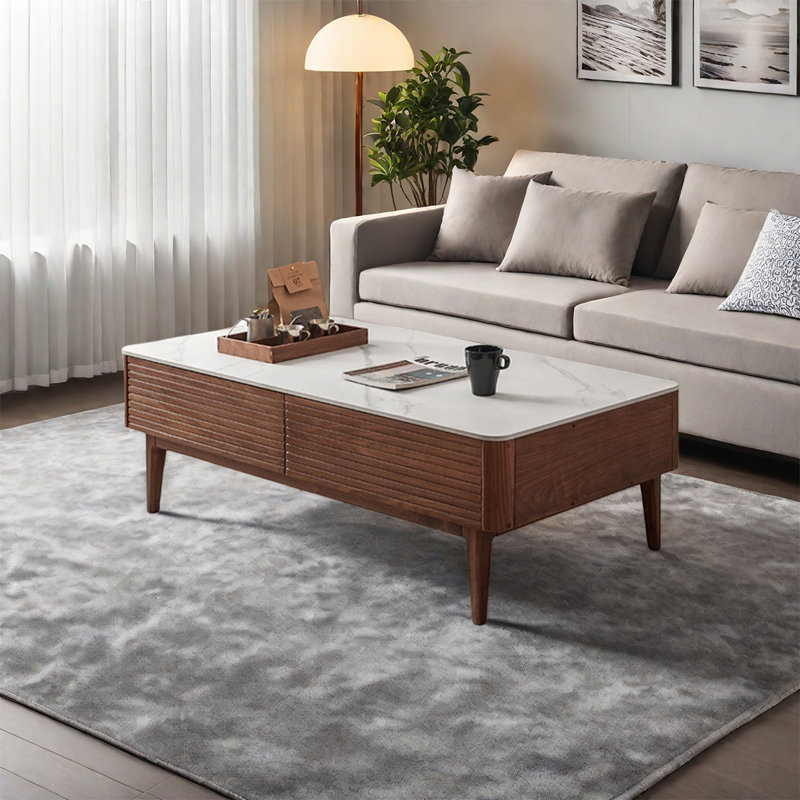 Table basse simple en bois massif, H 16,5 po x L 51,2 po x l 25,6 po