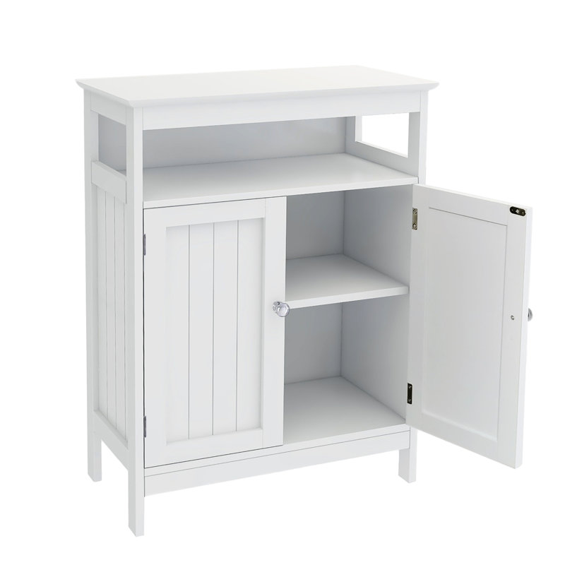 Bathroom Cabinet - White, Double Shutter Doors, Strong , Finish, Ample Storage Area, Simple To Assemble In Door Model, Painted Abundant Space, Effortless Assembly Instructions