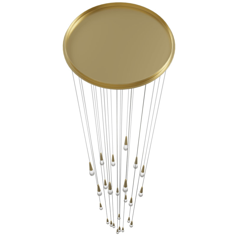 Lustre à niveaux unique / remarquable à 25 lumières Avalon, Laiton brossé