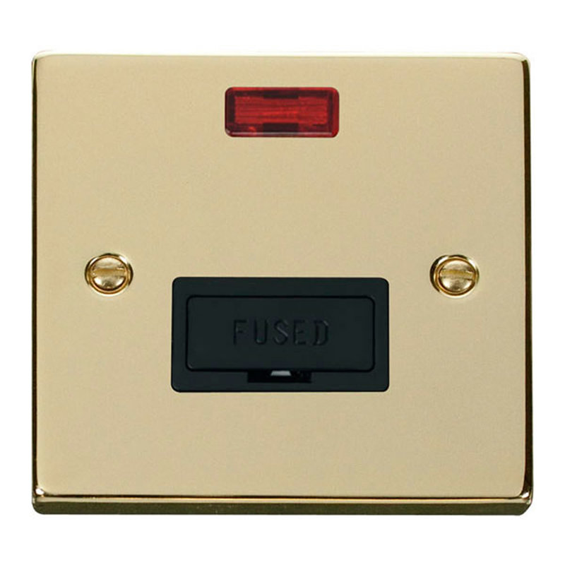 Polished Brass 13A Fused Connection Unit With Neon