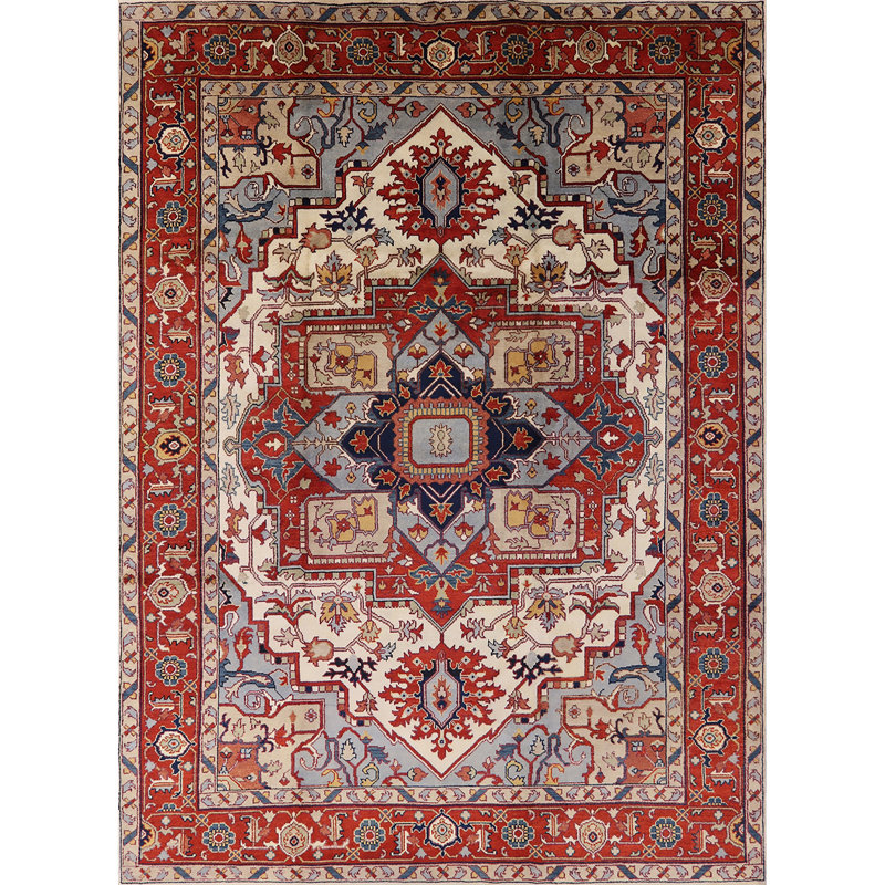 Tapis oriental rouge / gris / ivoire, Rectangle 5 pi x 7 pi