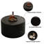 Table basse ronde noire avec plateau en verre trempé, corps en cuir PU et rangement caché pour le salon, table d'appoint moderne-734884318-734884319
