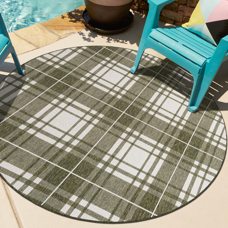 Tapis en polypropylène tissé à la machine Tatasha, Rond 6 pi 1 po