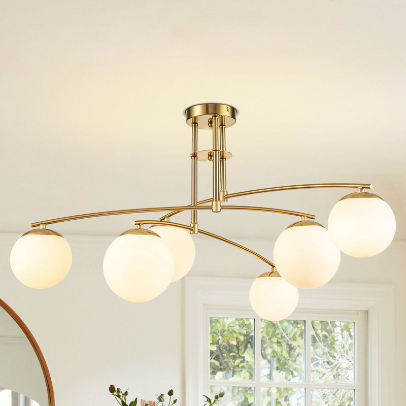 Fairfax Glass Bubble Semi Flush Mount, Gold, 6
