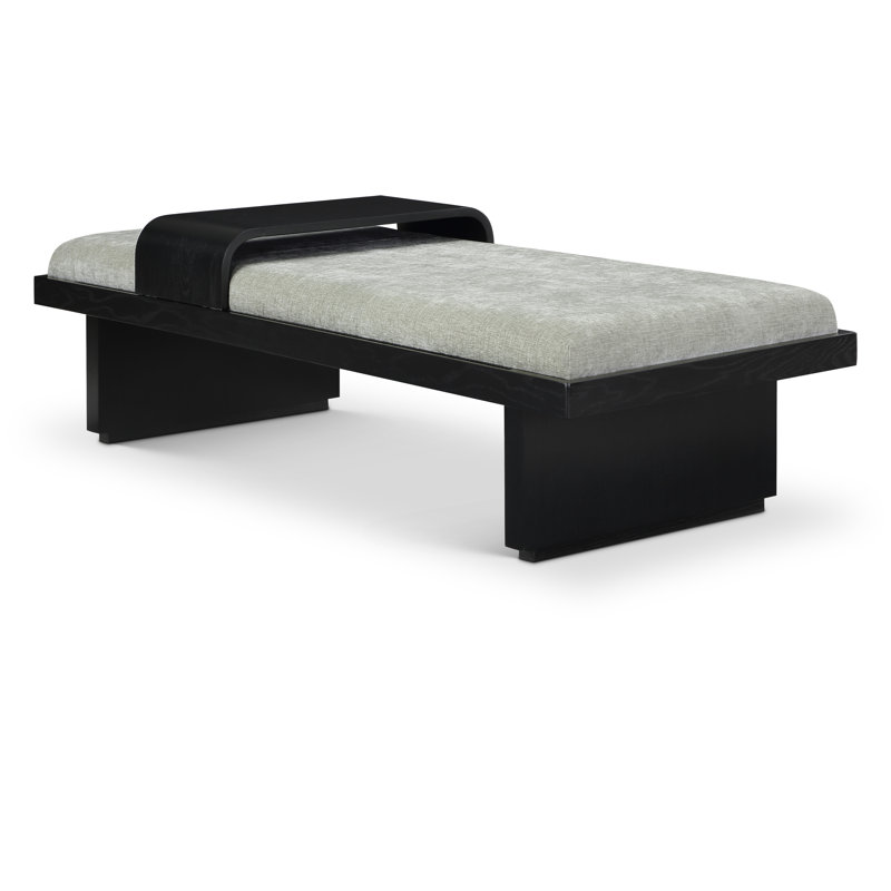 Banc rembourré Bryaunna, Tissu chenille vert menthe / finition noire