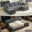 Canapé-lit modulaire en U rembourré en velours côtelé de 104 po avec lit escamotable et deux repose-pieds avec rangement Macleod-1067988515