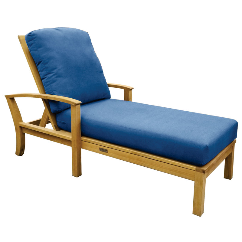 St. Lucia Outdoor Teak Chaise Lounge, Spectrum Indigo Sunbrella® Plainweave