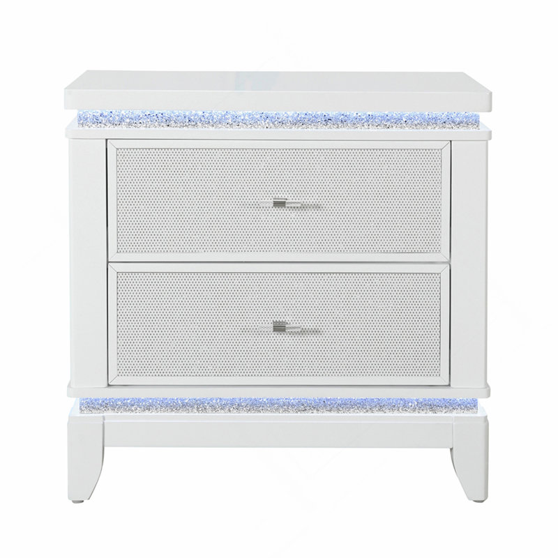 White Nightstand with Cooler,USB and Speaker