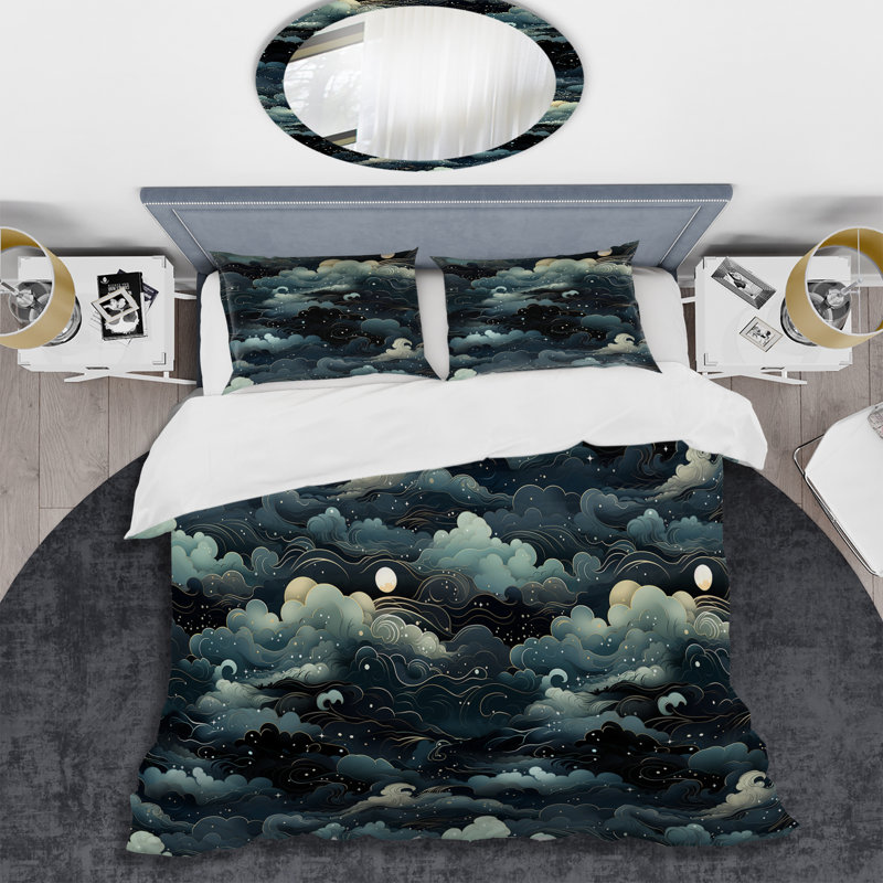 Literie Lunar Haze Moody, Housse de couette simple + 1 taie décorative stan