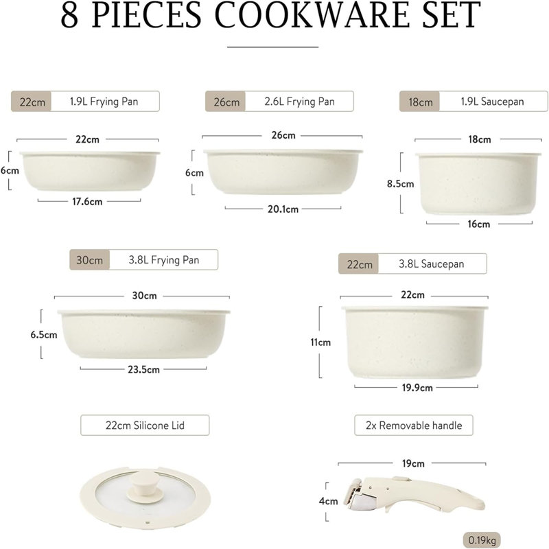 8 - Piece Ceramic Cookware Set