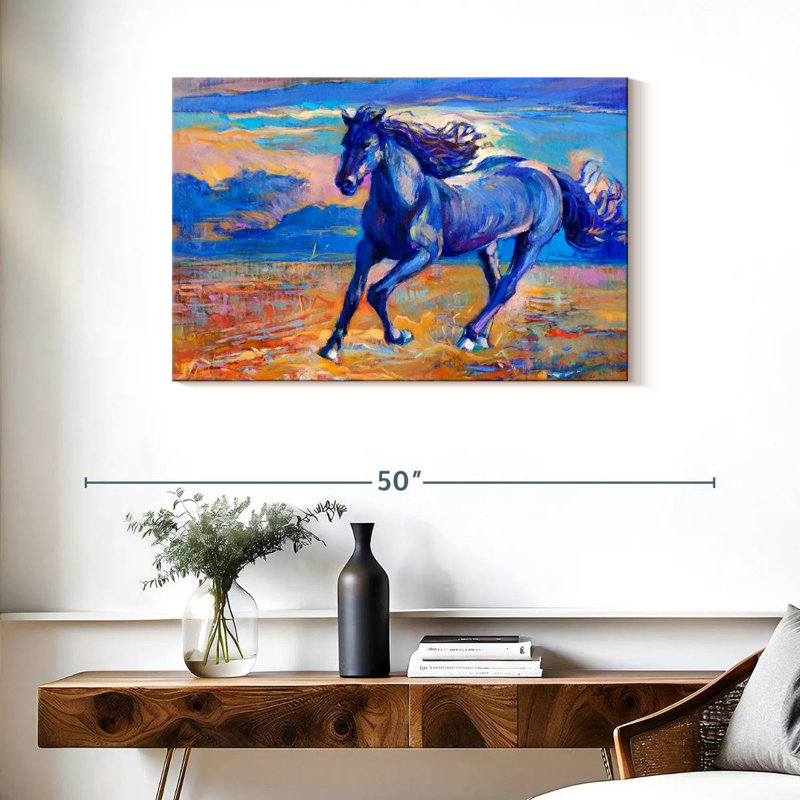 Brampt Blue Horse, 24" H x 36" W